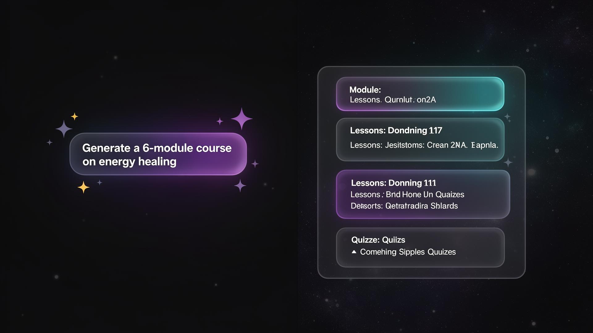 AI course builder generating a multi-module curriculum from a single prompt
